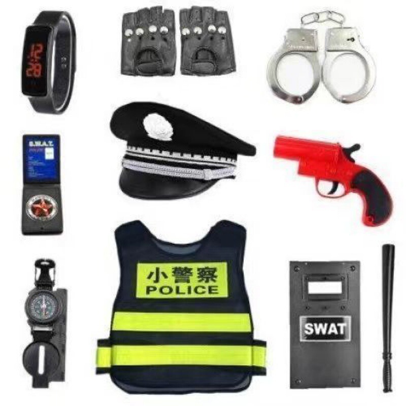 Yuan Yi 子供用リトルポリスおもちゃセット黒猫保安官帽子男の子兵士屋外警察機器おもちゃの銃|undefined
