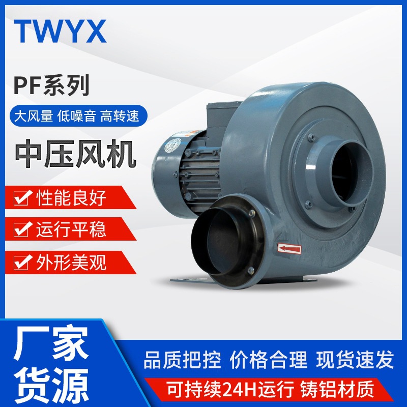全风PF125-1直叶式鼓风机 0.75kw通风循环大风量低噪音中压风机