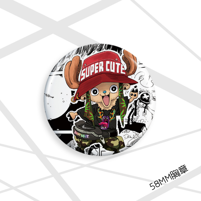 Insignia pirata 58mm Luffy Joba Sauron Nami Xiangji Ace insignia de dibujos animados broche de regalo