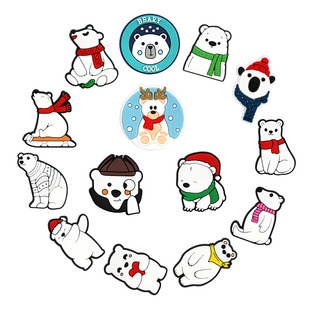 Cross-Border Wholesale Polar Bear Pvc Soft Rubber Detachable Decorative Charms for Clogs and Floral Shoe Charms DIY Accessories