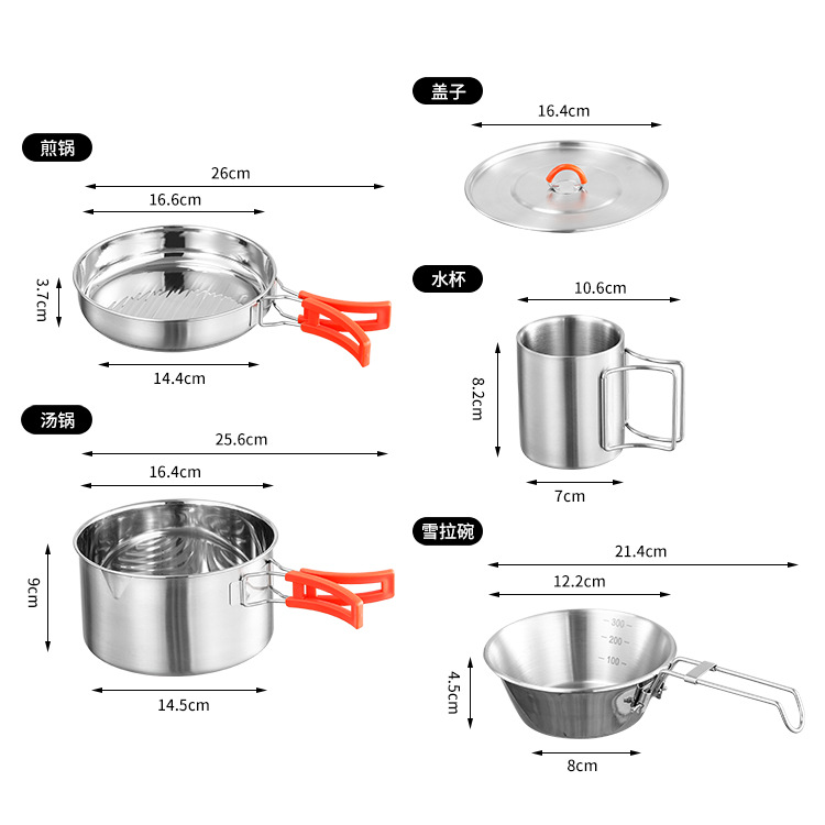 Juego de Vajilla de Camping 304 de Acero Inoxidable Plegable y Portátil para Picnic