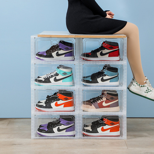 Xidu PP Plastic Transparent Acrylic Shoe Box Strong Magnetic Adsorption Shoe Storage Box Large Wholesale Drawer Style Home Goods
