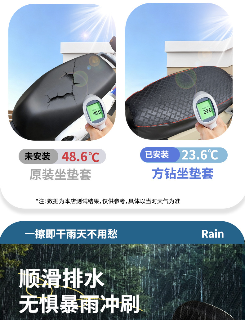 Electric Motorcycle Seat Cover Waterproof Sun Protection Thickened Yadea Aima Tailg Luyuan Electric Bike Seat Cover New Model