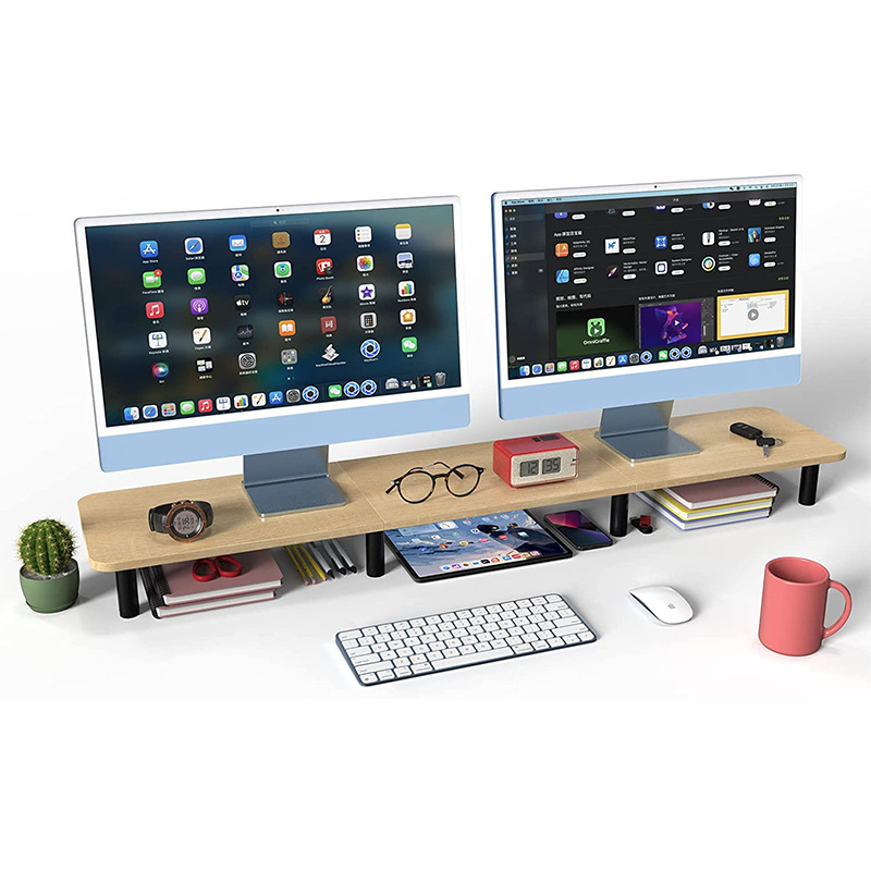 木质桌面显示器增高架 电脑收纳置物架 桌面抬高架实木置物架批发