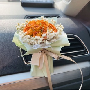 Mini Exquisite Dried Bouquet Rose Wedding Accompanying Gift Valentine's Day Air Outlet Car Clip Graduate Day Gift
