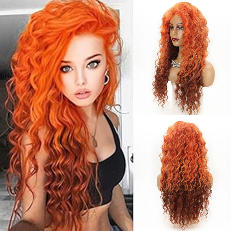 Wig Cross-border Wig European and American Women's Long Curly Hair Large Wave Chemical Fiber Headset African Curly Women's Fluffy Wig Set