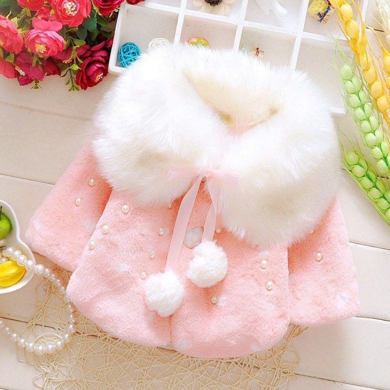 baby Cape Autumn and winter girl 0-1-2-3-4-5 Female baby thickening sweater Baby children coat