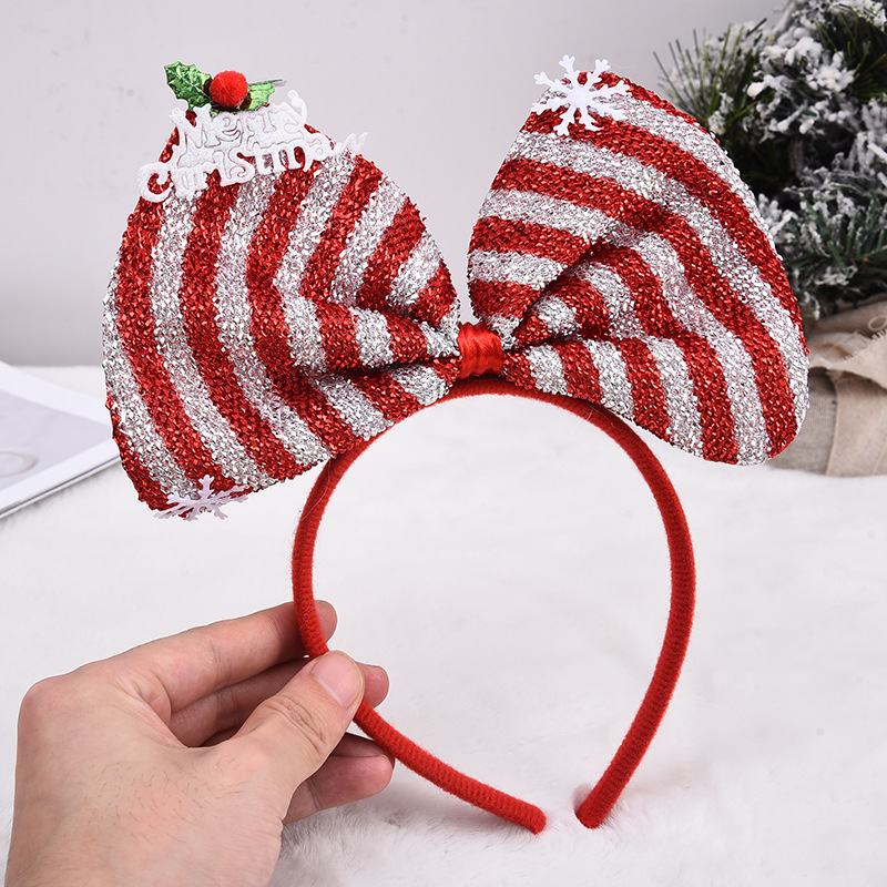 Grandes arcos transfronterizos navideños bandas de pelo para niños adultos fiesta vestido de navidad bandas de pelo decoración al por mayor