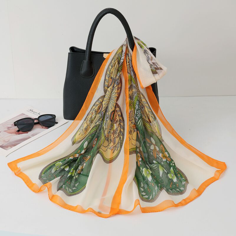 Thai-Indian style elephant print Indian sari chiffon scarf, faux silk Thai silk decorative scarf, sun protection, new