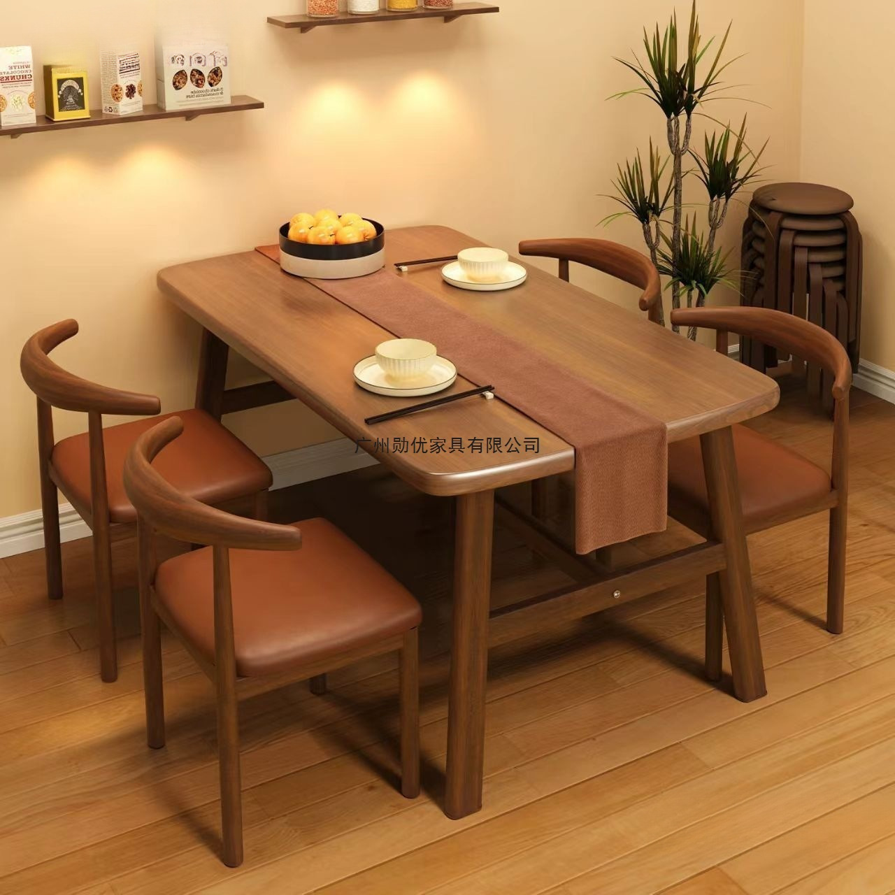 Dining Table for Home Use, Rectangular Rental House Dining Table, Modern Simple Light Luxury Dining Commercial Table and Chair Set