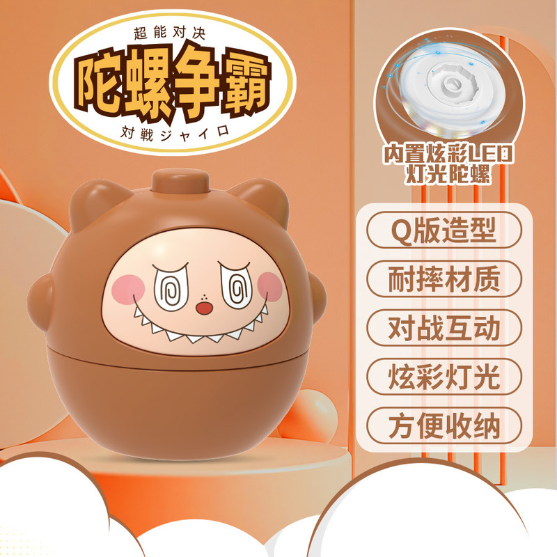 国境を越えた売れ筋のQバージョン漫画ジャイロかわいいペットの形クールな光回転巻き上げインタラクティブバトル子供のおもちゃ|undefined