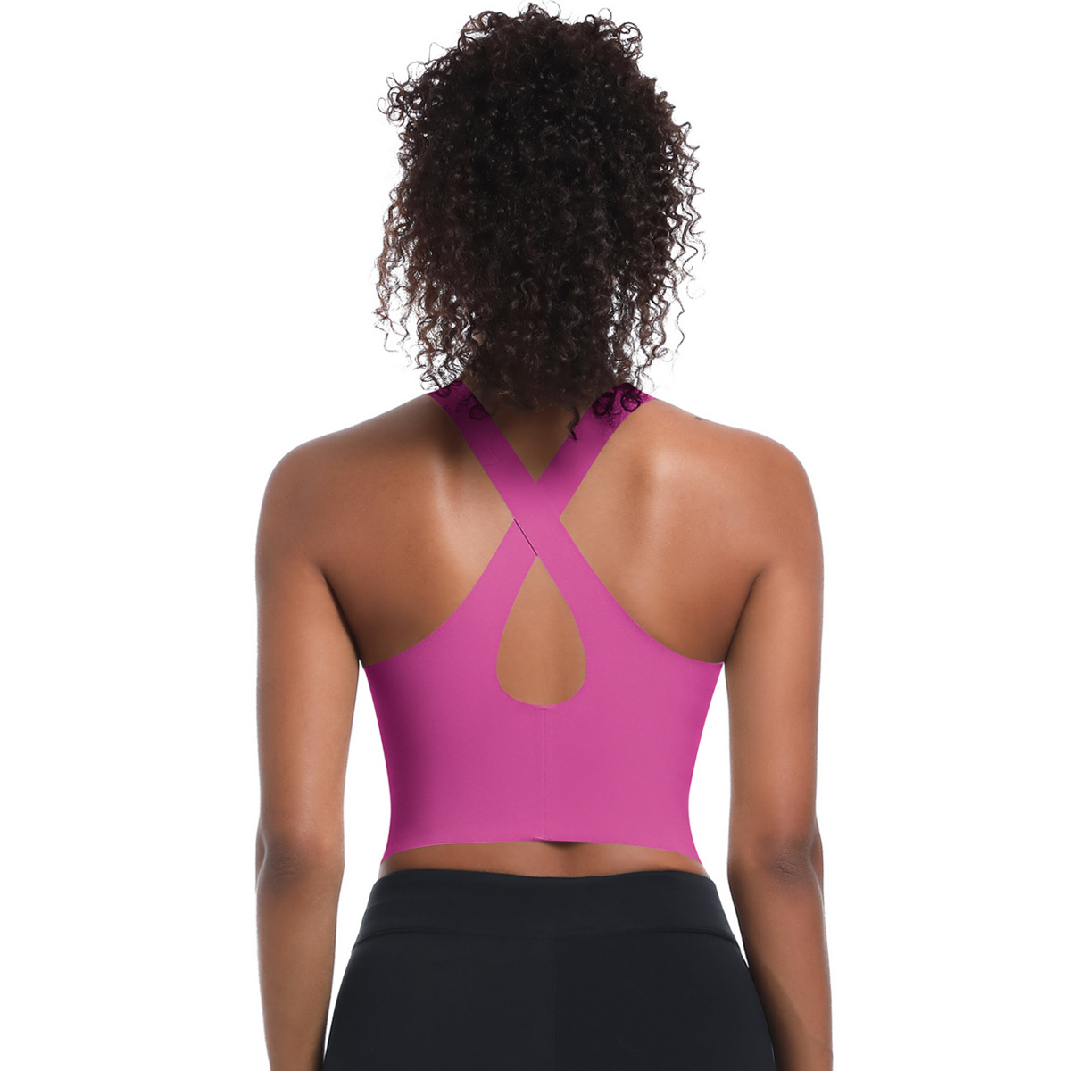 Limpieza sin marcas de color sólido ropa interior deportiva correr transpiración transpirable doble capa impermeable yoga belleza de espalda ropa de yoga mujer image 8