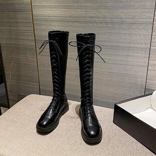 Boots Women's 2021 Autumn and Winter New Knight Boots Slim Look British Style Martin Boots But Knee High Boots Boots