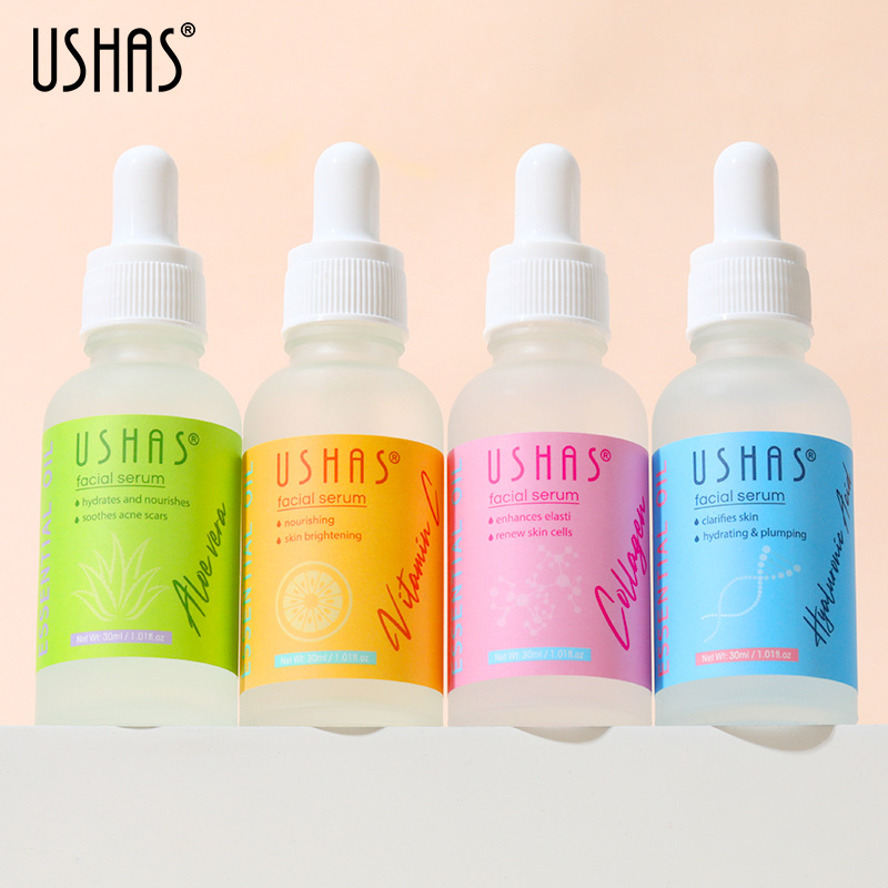 USHAS External Trade Facial Essence es un líquido hidratante para aclarar la piel.
