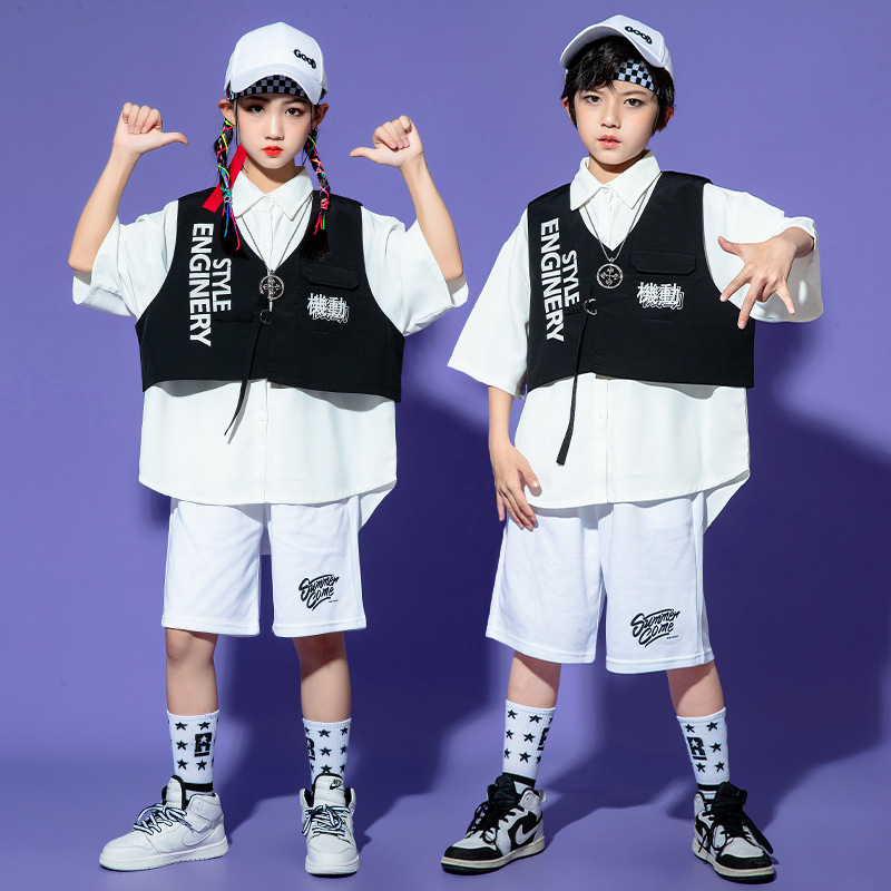 Children's Hip-hop Performancey Clothing For Girls Hiphop Street Performance Clothing For Children's Catwalk Boys'Hip-hop Suit