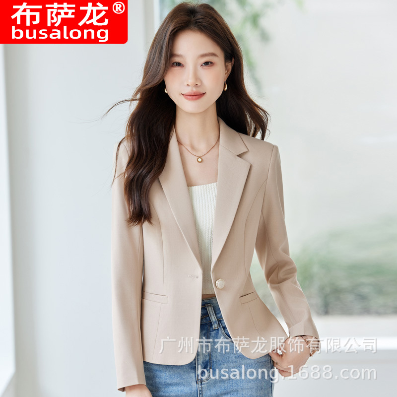 2025 New Busalong Women's Long-Sleeved Professional Small Suit Formal Women's Single Jacket Work Clothes 89182