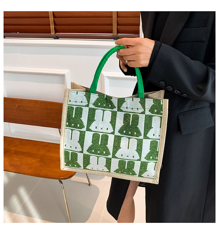 High-end mid-capacity canvas school commuting handbag 2024 new style fashionable and versatile linen single-shoulder tote bag undefined