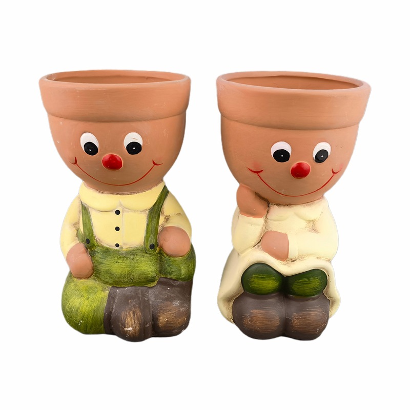 Muñeca niña pequeña maceta de carne cara cerámica reina estatua maceta retrato maceta pequeña niña princesa maceta de arcilla