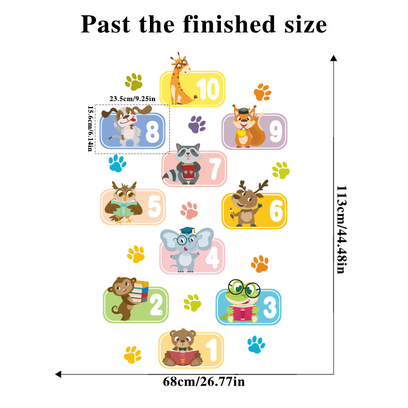 Lvkang CH27010ABC Animal Number Floor Cartoon Hopscotch Game Kindergarten Children Living Room Self-Adhesive Stickers_maomaolike.com