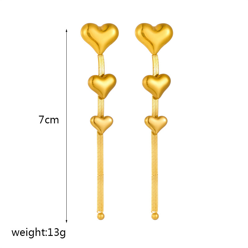 Titanium Steel Material 1 Pair Elegant Heart Shape Titanium Steel Drop Earrings
