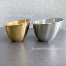 不锈钢v型火锅店装菜盆韩式金色沙拉斜口碗小吃碗雪糕碗青菜碗桶