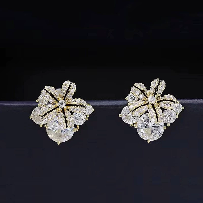 Серьги, серебряная игла бренда, цветочная, образец 925 серебро, интернет-популярна