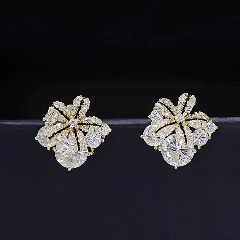 Серьги, серебряная игла бренда, цветочная, образец 925 серебро, интернет-популярна