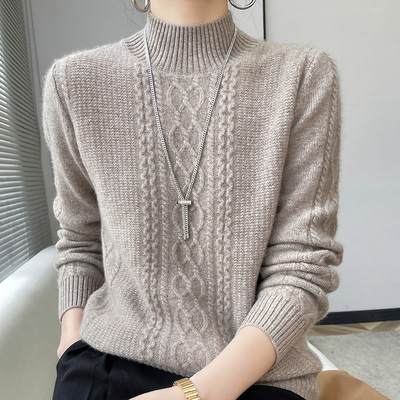 Otoño e Invierno 2024 nuevo suéter engrosado de las mujeres cuello redondo bottoming suéter cálido estilo occidental superior