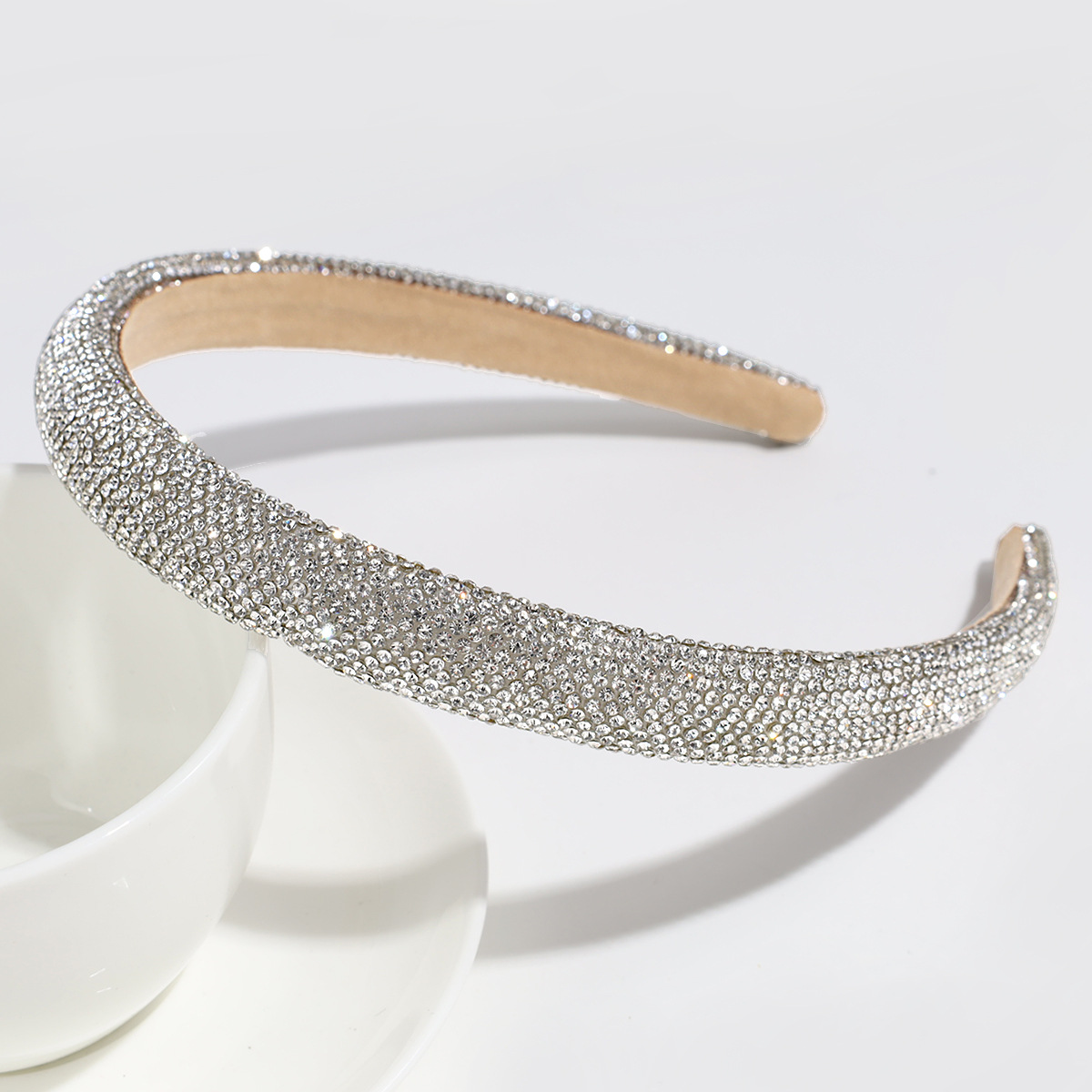 40g Weight Hair Band Hair Accessories Type 1 Piece Quantity Daily Occasion Rhinestone Material Solid Color Pattern Women's Gender Simple Style Style Women's Simple Style Solid Color Rhinestone Hair Band 10