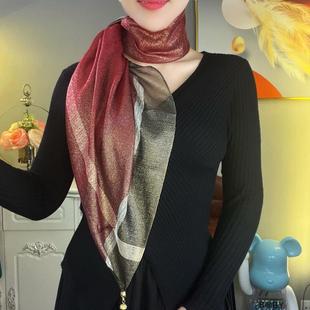 Gradient Soft Gold Shiny New Year designer version elegant all-match elegant fashion warm shawl scarf silk scarf