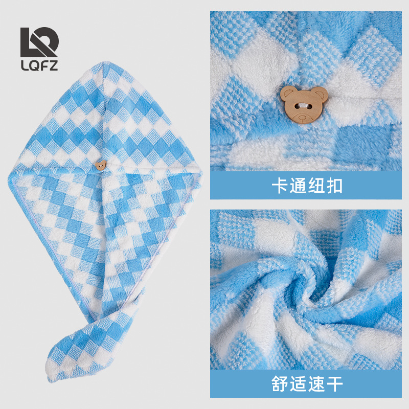 Gorro de secado de pelo de lana de coral Toalla de secado rápido absorbente para mujeres Gorro de secado de cabello Gorro de ducha engrosado de pañuelo de cabeza Gorro de secado de pelo al por mayor