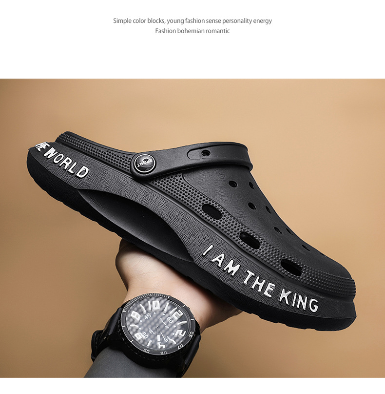 Loch Schuhe Herren Sommer Neue Dicke Sohlen Oberbekleidung Baotou Hausschuhe Rutschfeste Herren Sandalen Strandschuhe Sandale_voghion.com