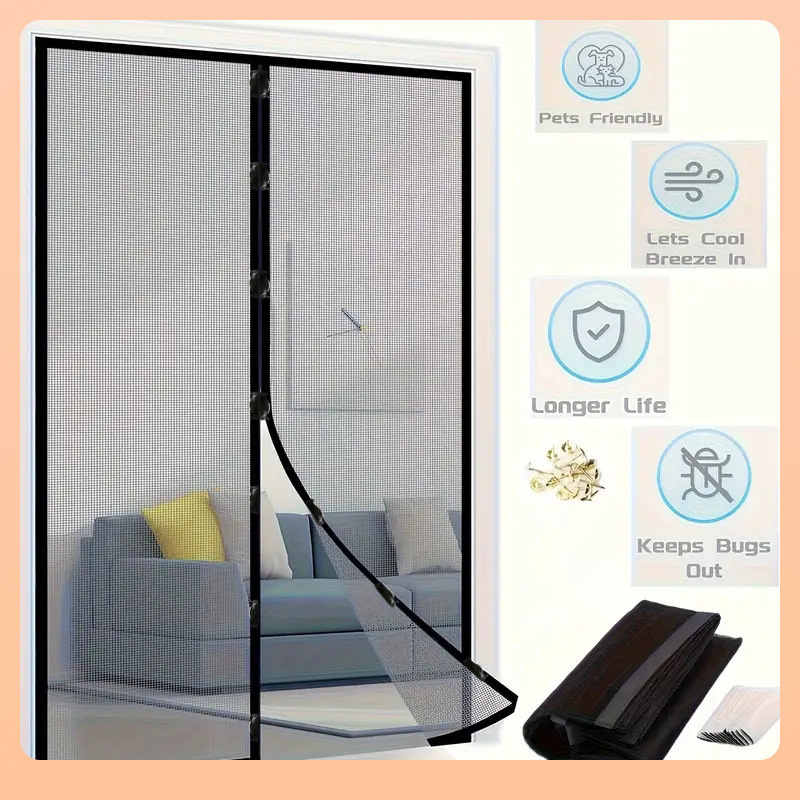 ✅ Magnetic Mosquito Net Door Curtain, Mosquito-Proof Screen Door Curtain, No-Drill Door Curtain, Bedroom Privacy Curtain, Summer Door Curtain