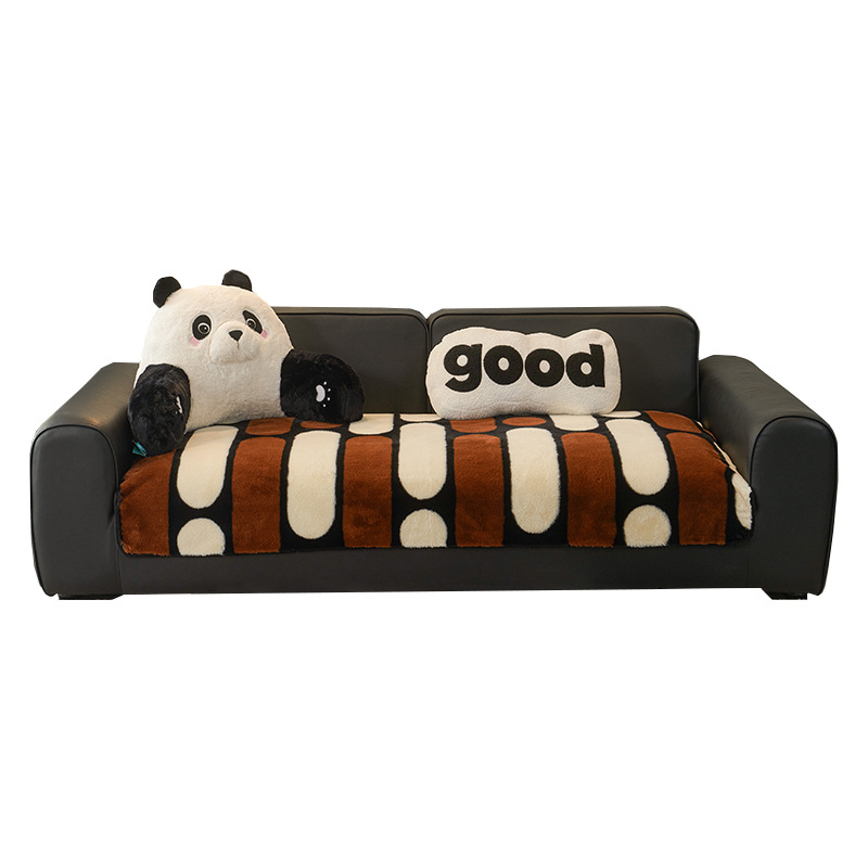 2024 nuevo sofá de peluche de conejo otoño y invierno tres asientos un sofá de cuero de princess fijo cojín antideslizante cubierta de tela