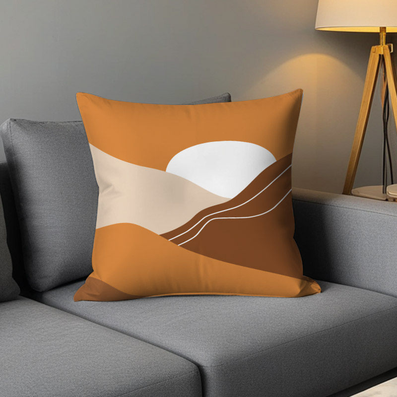 Luz de lujo nórdico simple almohada de viento naranja geométrica impresa de doble cara cojín de ventana flotante decoración sofá sala de estar almohada
