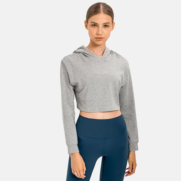 Spring New Loose Half Short Hooded Sports Sweatshirt for Women Versatile Casual Fitness Running Sports Jacket