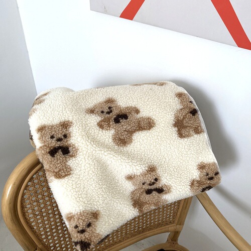 Ins cute little bear double-sided cashmere plush blanket winter and autumn extra thick children's blanket leisure car nap cartoon cover blanket