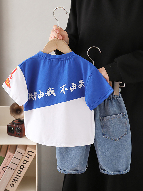 7852 Ropa infantil Nezha, conjunto de ropa de verano para niños, nuevo estilo 2026, ropa de verano de manga corta para bebés, ropa infantil a la moda