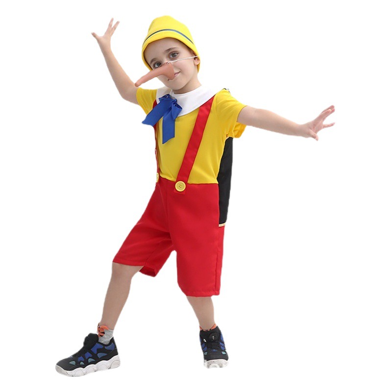 Halloween nariz larga Pinocho niños cos ropa títere aventura etapa rendimiento ropa de tiro