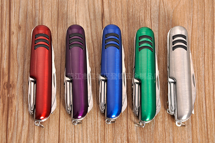 厂家直销不锈钢11开电泳多功能小刀户外野营折叠刀具瑞士军刀原色