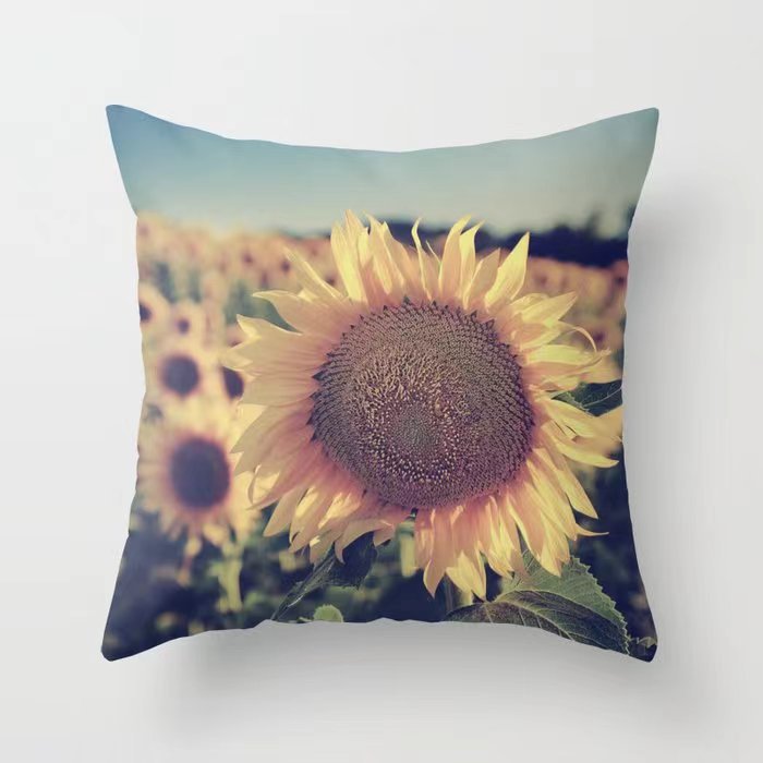 Girasol amarillo girasol funda de almohada Nordic casa estilo melocotón piel sofá del coche cojín cubierta image 9