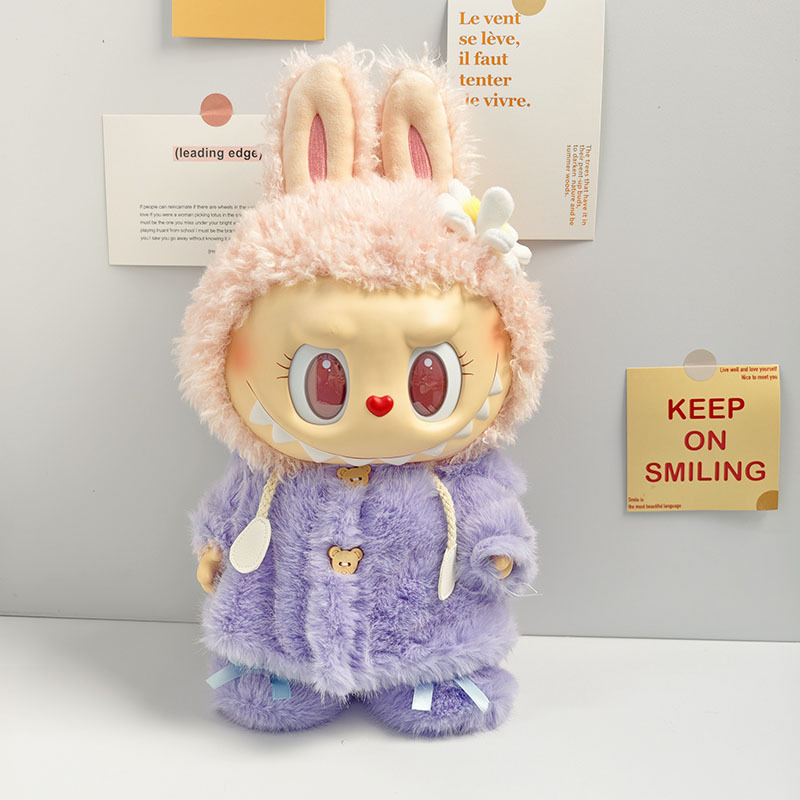 Ropa de muñeca de peluche de vinilo Labubu de 38cm para ropa de muñeca La Bu Time to Chill