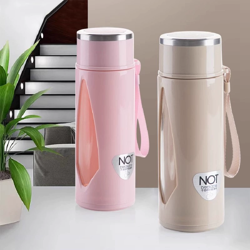 Портативная прозрачная двухслойная стеклянная чашка с крышкой, простая чашка для чая для домашнего офиса, чашка для воды, чашка для студентки