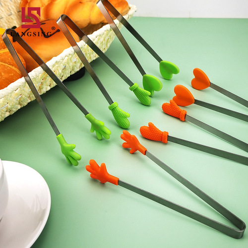 Creative small palm silicone clips children's snack clips stainless steel small clips mini food clips sugar clips ice clips