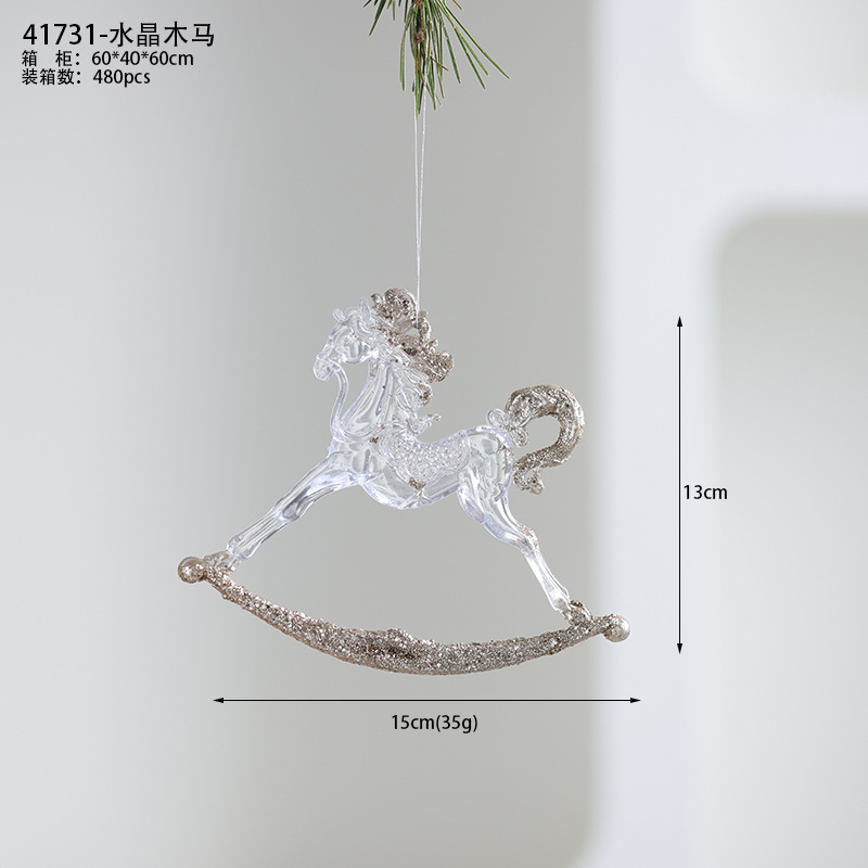 Buscando madera, árbol de Navidad transfronterizo, colgante de acrílico, campana, carruaje de calabaza, carrusel, colgante decorativo de bailarina