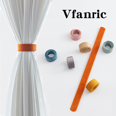 跨境电商绑带简约魔术窗帘绑带厂家批发7色靓丽窗帘装饰扣捆扎带
