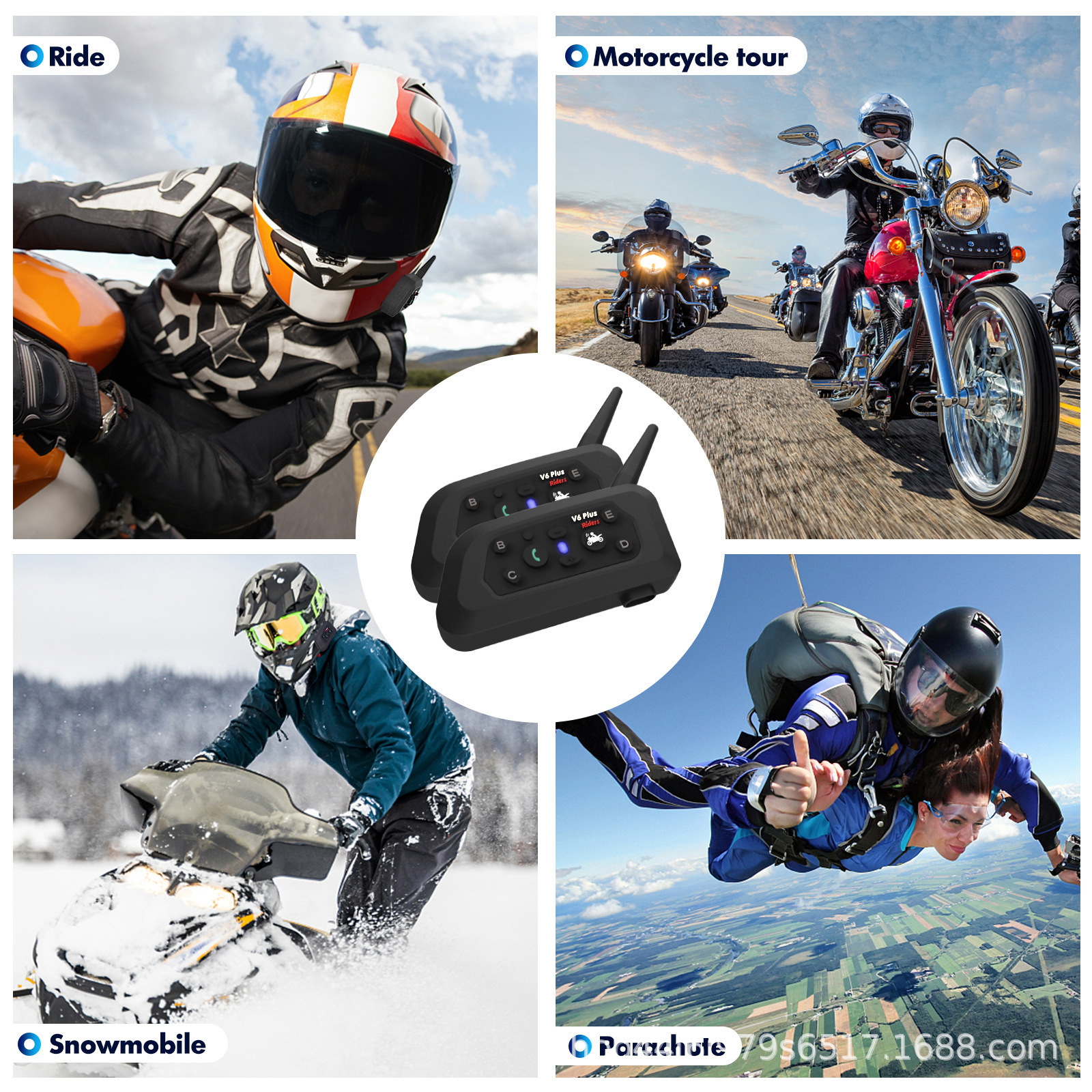 Cross-Border Exclusive Supply of Popular Motorcycle Helmet Bluetooth Headsets V6Pro/V6Plus with Real-Time Networking and Noise Reduction