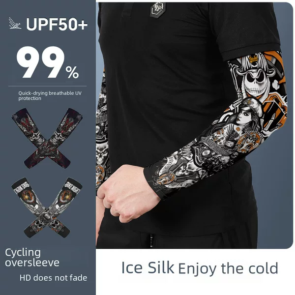 Outdoor Motorcycle Riding Sunscreen Ice Silk Sleeve Bicycle Mountaineering Fishing Sunshade Tattoo Sleeve Basketball Armguard