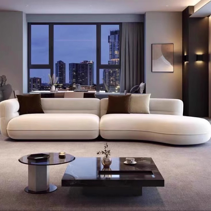 Sofá de arco de tela nórdica, pequeño tipo de casa italiana, diseño postmoderno de ocio, sofá creativo de forma especial para la sala de estar