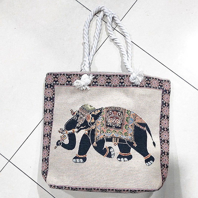 Women's Large Canvas Animal Cartoon Vacation Ethnic Style Zipper Tote Bag display picture 12